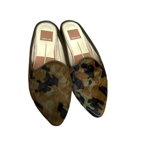 Dolce Vita Grant Slide Camo Print Calf Hair Mule Pointed Toe Chic Size 6.5 - Picture 2 of 6